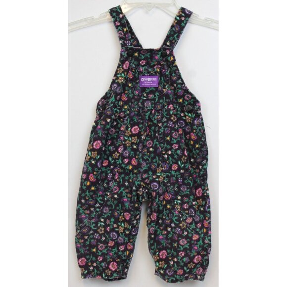 Vtg 1980s OshKosh B'Gosh Overalls Girls sz 18m Corduroy Floral Flowers Autumn